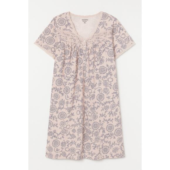 Adonna Sleepwear Women’s XL Pink Floral Lace Trim Nightgown - Picture 2 of 5